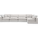  Manufacturer Color_Cream -- Comfy 158" Cream Velvet Upholstered 5 pc Modular Sectional IMAGE 8