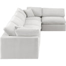  Manufacturer Color_Cream -- Comfy 158" Cream Velvet Upholstered 5 pc Modular Sectional IMAGE 9
