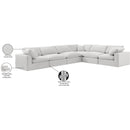  Manufacturer Color_Cream -- Comfy 158" Cream Velvet Upholstered 6 pc Modular Sectional IMAGE 11