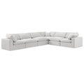 Manufacturer Color_Cream -- Comfy 158" Cream Velvet Upholstered 6 pc Modular Sectional IMAGE 1