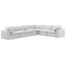  Manufacturer Color_Cream -- Comfy 158" Cream Velvet Upholstered 6 pc Modular Sectional IMAGE 1
