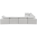  Manufacturer Color_Cream -- Comfy 158" Cream Velvet Upholstered 6 pc Modular Sectional IMAGE 3