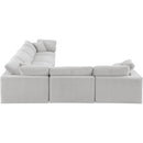  Manufacturer Color_Cream -- Comfy 158" Cream Velvet Upholstered 6 pc Modular Sectional IMAGE 4