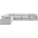  Manufacturer Color_Cream -- Comfy 158" Cream Velvet Upholstered 6 pc Modular Sectional IMAGE 5