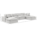  Manufacturer Color_Cream -- Comfy 158" Cream Velvet Upholstered 6 pc Modular Sectional IMAGE 10