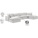  Manufacturer Color_Cream -- Comfy 158" Cream Velvet Upholstered 6 pc Modular Sectional IMAGE 11