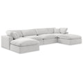  Manufacturer Color_Cream -- Comfy 158" Cream Velvet Upholstered 6 pc Modular Sectional IMAGE 1