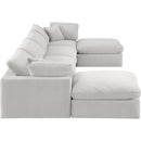  Manufacturer Color_Cream -- Comfy 158" Cream Velvet Upholstered 6 pc Modular Sectional IMAGE 4