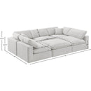  Manufacturer Color_Cream -- Comfy 119" Cream Velvet Upholstered 6 pc Modular Sectional IMAGE 10