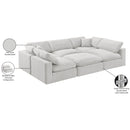  Manufacturer Color_Cream -- Comfy 119" Cream Velvet Upholstered 6 pc Modular Sectional IMAGE 11