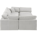  Manufacturer Color_Cream -- Comfy 119" Cream Velvet Upholstered 6 pc Modular Sectional IMAGE 4