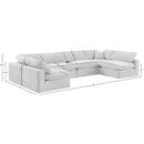  Manufacturer Color_Cream -- Comfy 158" Cream Velvet Upholstered 6 pc Modular Sectional IMAGE 10