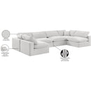  Manufacturer Color_Cream -- Comfy 158" Cream Velvet Upholstered 6 pc Modular Sectional IMAGE 11