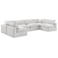  Manufacturer Color_Cream -- Comfy 158" Cream Velvet Upholstered 6 pc Modular Sectional IMAGE 1