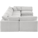  Manufacturer Color_Cream -- Comfy 158" Cream Velvet Upholstered 6 pc Modular Sectional IMAGE 4