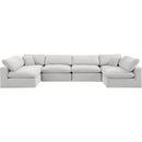  Manufacturer Color_Cream -- Comfy 158" Cream Velvet Upholstered 6 pc Modular Sectional IMAGE 5