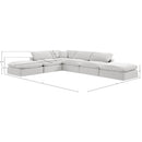  Manufacturer Color_Cream -- Comfy 157" Cream Velvet Upholstered 6 pc Modular Sectional IMAGE 10