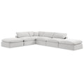  Manufacturer Color_Cream -- Comfy 157" Cream Velvet Upholstered 6 pc Modular Sectional IMAGE 1
