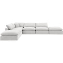  Manufacturer Color_Cream -- Comfy 157" Cream Velvet Upholstered 6 pc Modular Sectional IMAGE 5