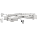  Manufacturer Color_Cream -- Comfy 158" Cream Velvet Upholstered 7 pc Modular Sectional IMAGE 11
