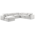 Manufacturer Color_Cream -- Comfy 158" Cream Velvet Upholstered 7 pc Modular Sectional IMAGE 1