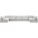  Manufacturer Color_Cream -- Comfy 197" Cream Velvet Upholstered 7 pc Modular Sectional IMAGE 5
