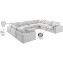  Manufacturer Color_Cream -- Comfy 158" Cream Velvet Upholstered 8 pc Modular Sectional IMAGE 11