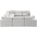  Manufacturer Color_Cream -- Comfy 158" Cream Velvet Upholstered 8 pc Modular Sectional IMAGE 4