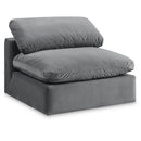  Manufacturer Color_Grey -- Comfy Grey Velvet Upholstered Modular Armless Chair IMAGE 1