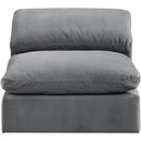 Meridian Comfy Grey Velvet Modular Armless Chair IMAGE 4