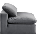  Manufacturer Color_Grey -- Comfy Grey Velvet Upholstered Modular Armless Chair IMAGE 5