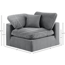 Meridian Comfy Grey Velvet Modular Corner Chair IMAGE 12