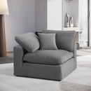  Manufacturer Color_Grey -- Comfy Grey Velvet Upholstered Modular Corner Chair IMAGE 2