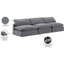  Manufacturer Color_Grey -- Comfy 117" Grey Velvet Upholstered 3 pc Armless Modular Sofa IMAGE 10