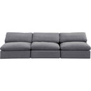  Manufacturer Color_Grey -- Comfy 117" Grey Velvet Upholstered 3 pc Armless Modular Sofa IMAGE 4