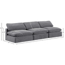  Manufacturer Color_Grey -- Comfy 117" Grey Velvet Upholstered 3 pc Armless Modular Sofa IMAGE 9