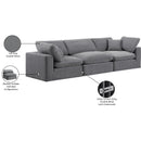  Manufacturer Color_Grey -- Comfy 119" Grey Velvet Upholstered 3 pc Modular Sofa IMAGE 11
