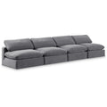  Manufacturer Color_Grey -- Comfy 156" Grey Velvet Upholstered 4 pc Armless Modular Sofa IMAGE 1
