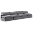  Manufacturer Color_Grey -- Comfy 156" Grey Velvet Upholstered 4 pc Armless Modular Sofa IMAGE 1