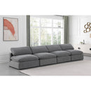  Manufacturer Color_Grey -- Comfy 156" Grey Velvet Upholstered 4 pc Armless Modular Sofa IMAGE 2