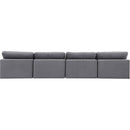  Manufacturer Color_Grey -- Comfy 156" Grey Velvet Upholstered 4 pc Armless Modular Sofa IMAGE 3