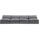  Manufacturer Color_Grey -- Comfy 156" Grey Velvet Upholstered 4 pc Armless Modular Sofa IMAGE 4