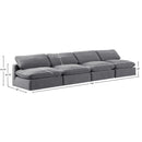  Manufacturer Color_Grey -- Comfy 156" Grey Velvet Upholstered 4 pc Armless Modular Sofa IMAGE 9