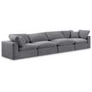  Manufacturer Color_Grey -- Comfy 158" Grey Velvet Upholstered 4 pc Modular Sofa IMAGE 1