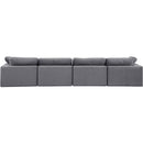  Manufacturer Color_Grey -- Comfy 158" Grey Velvet Upholstered 4 pc Modular Sofa IMAGE 3