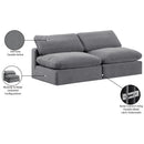  Manufacturer Color_Grey -- Comfy 78" Grey Velvet Upholstered 2 pc Armless Modular Loveseat IMAGE 10
