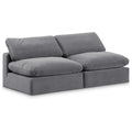  Manufacturer Color_Grey -- Comfy 78" Grey Velvet Upholstered 2 pc Armless Modular Loveseat IMAGE 1