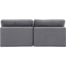  Manufacturer Color_Grey -- Comfy 78" Grey Velvet Upholstered 2 pc Armless Modular Loveseat IMAGE 3
