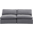  Manufacturer Color_Grey -- Comfy 78" Grey Velvet Upholstered 2 pc Armless Modular Loveseat IMAGE 4