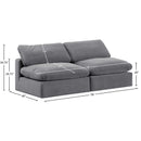  Manufacturer Color_Grey -- Comfy 78" Grey Velvet Upholstered 2 pc Armless Modular Loveseat IMAGE 9